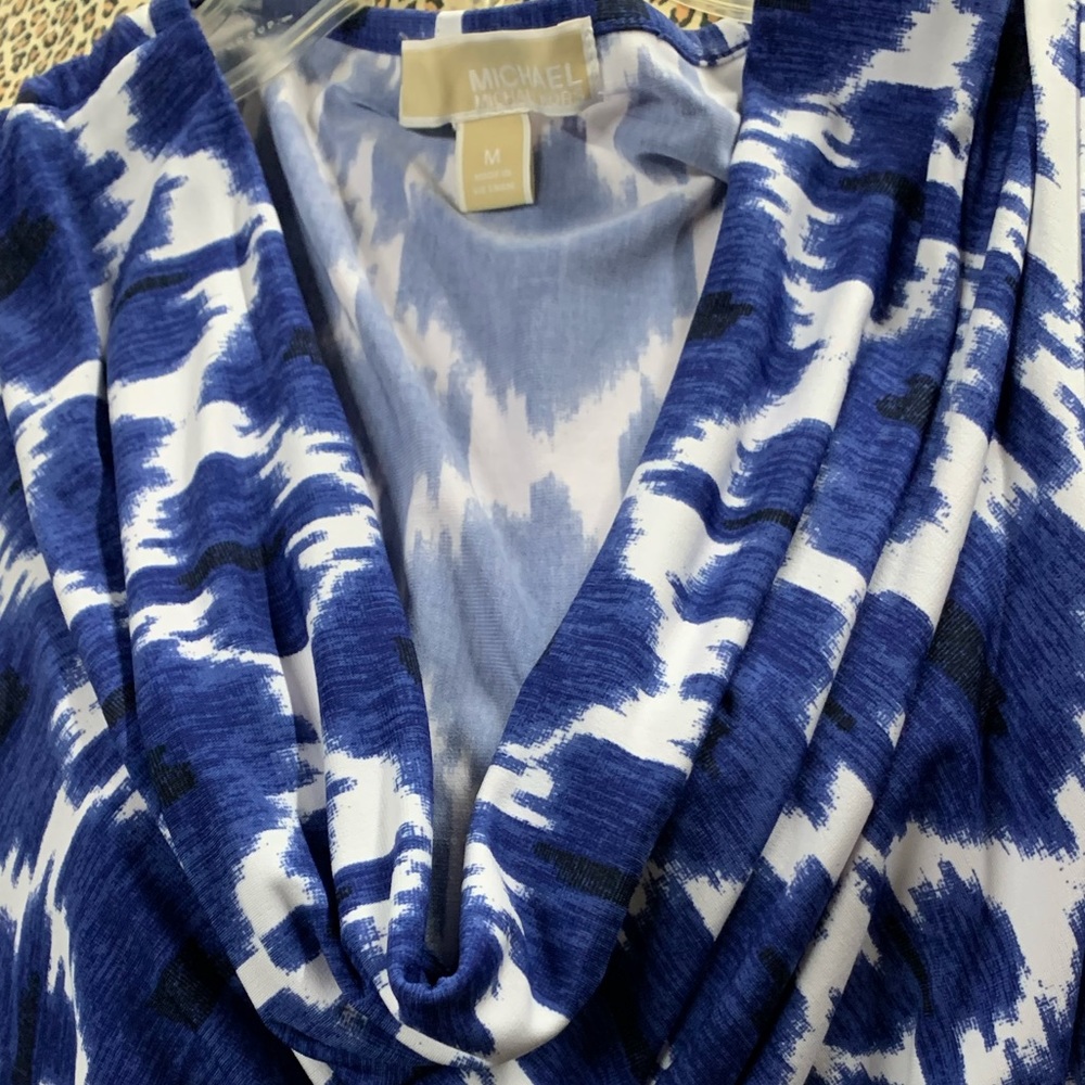 Cow neck tank in blue and black